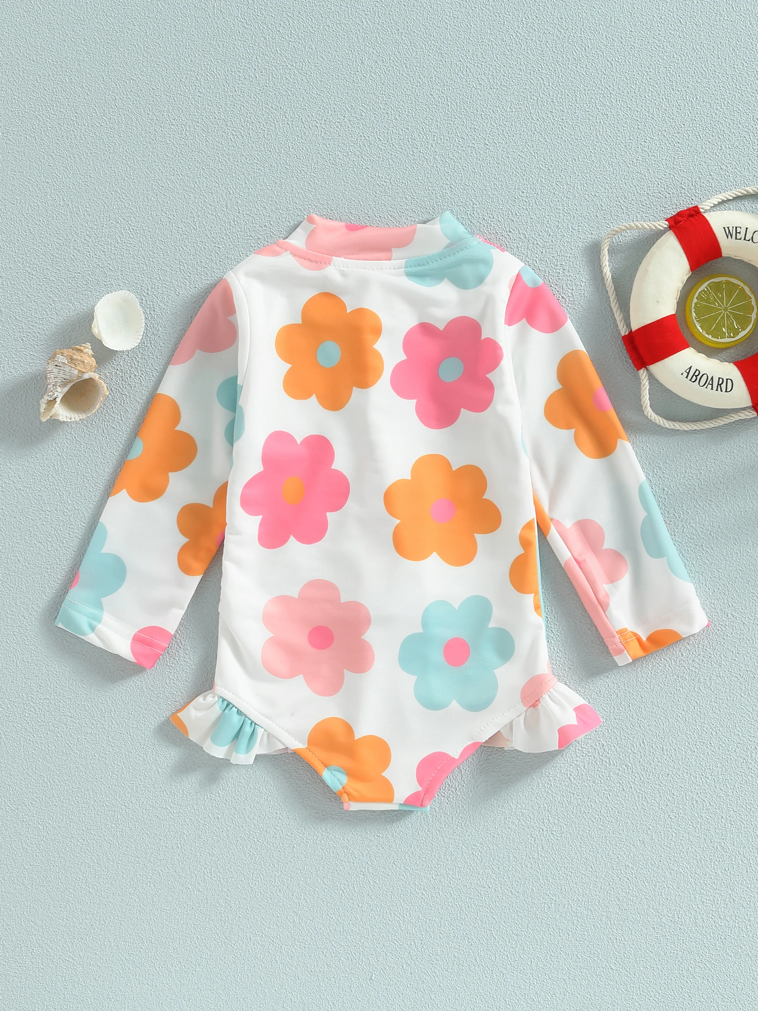 

Adorable Floral Ruffle Swimsuit for Baby Girls - Long Sleeve Bathing Suit with Bikini Style - Perfect for Spring and