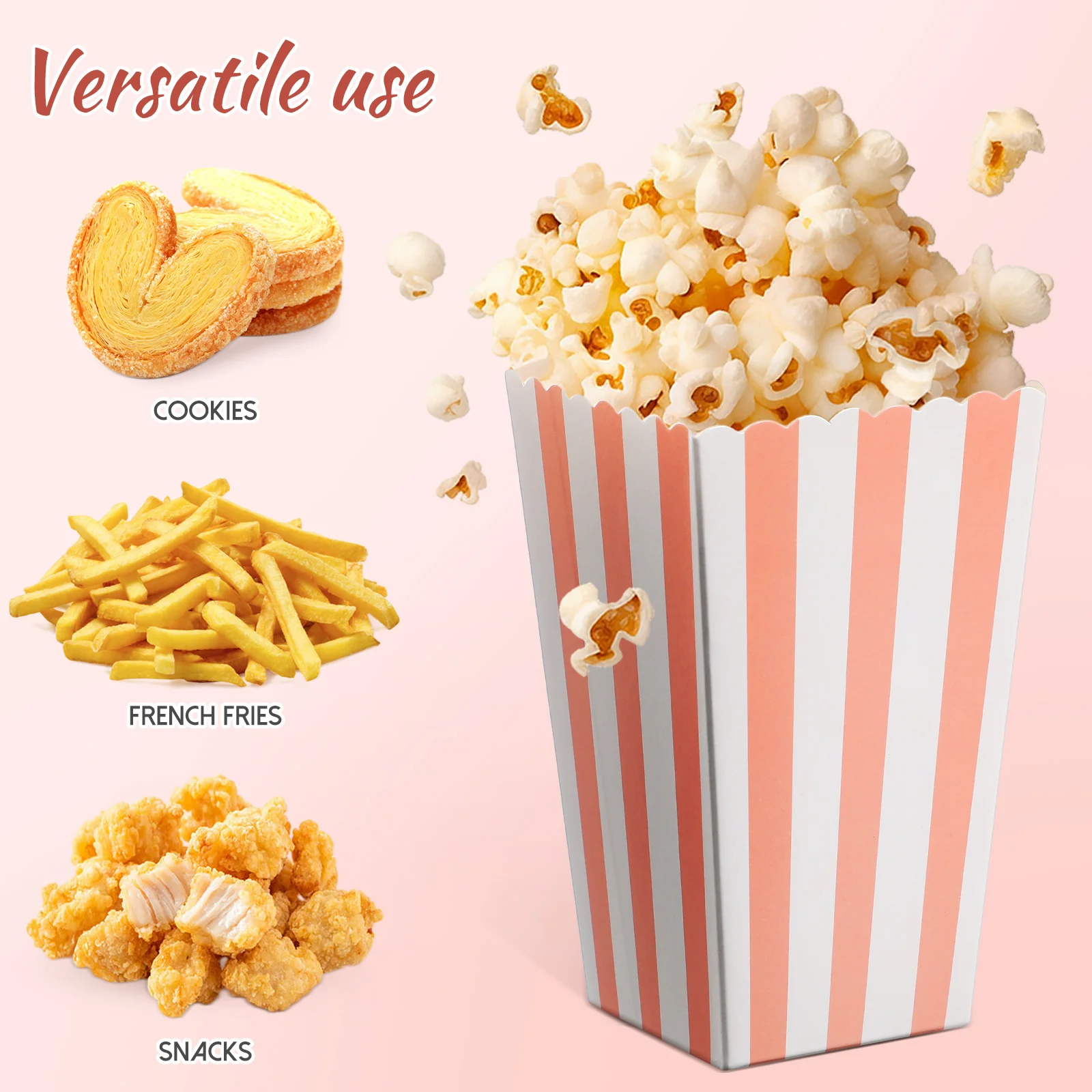 48 шт. чашки для жарки картофеля коробки попкорна одноразовые полосатые