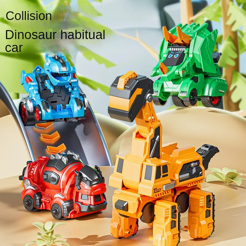 

Children's Impact Deformation Dinosaur Excavator Inertia Impact Transformation Wrist Dragon Engineering Vehicle Boy Car Toy