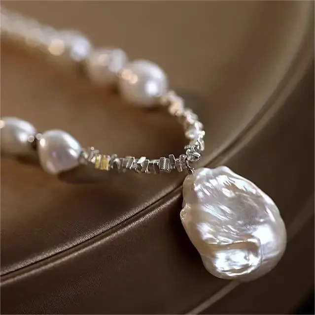 Высококачественное жемчужное ожерелье FeelNicheins в стиле барокко с посеребренным