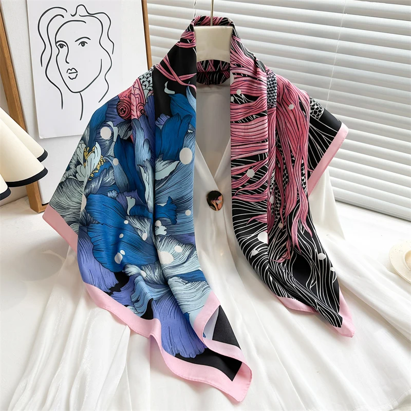

Luxury Twill Silk Scarf Women Brand Hijab Fashion Lady Square Scarves Neckerchief Shawl Wraps Headband Foulard Bandana 2023