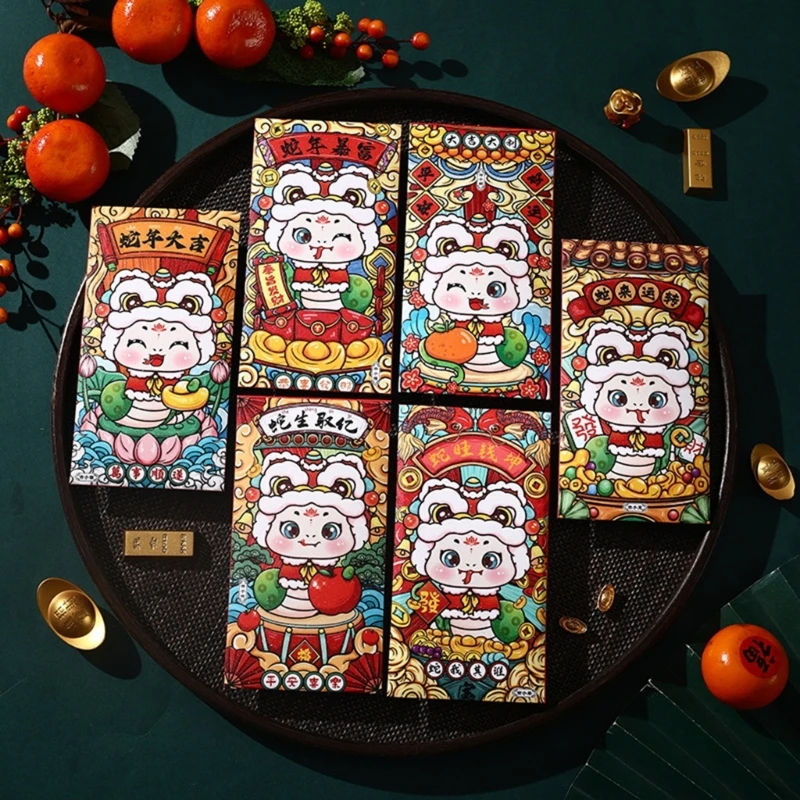 Y166 упаковка из 6 конвертов для денег на 2025 год змеи отличительные новогодние