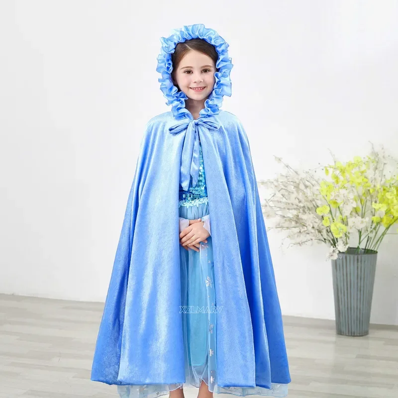 Женский костюм принцессы накидка с капюшоном плащ Эльза Анна Аврора Рапунцель
