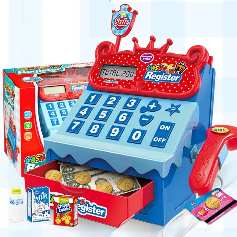 

Electronic Children Pretend Play House Toys Simulation Supermarket Cash Register Game Toy Lighting And Sound Effects Toy for Kid