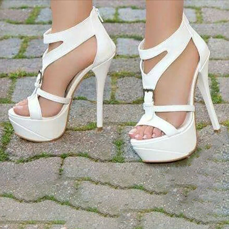 Женские босоножки ZHIMA на платформе из искусственной кожи с открытым носком