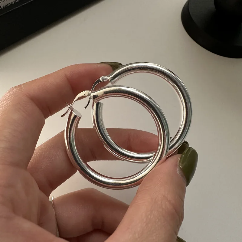 

Серьги-кольца женские из серебра 925 пробы, блестящие