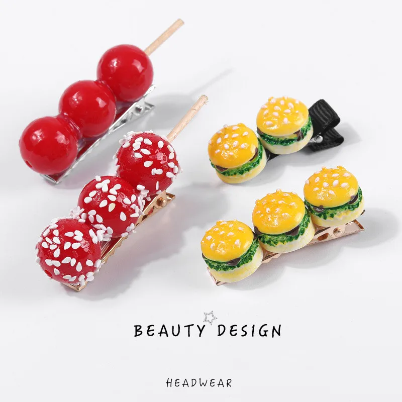 

Simulation Icing Gourd Hair Clip Quirky Sweet Headdress Cute Burger Side Clip Personality Creative Hair Card Hair Accessories