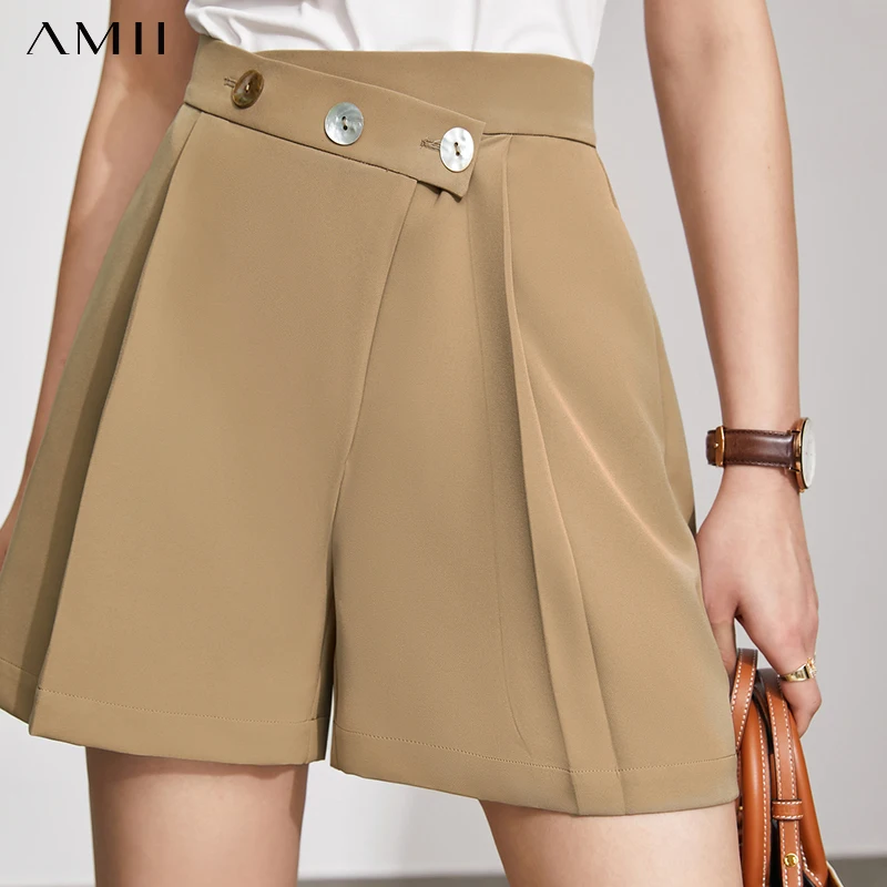 

Amii Minimalism Summer New Women's Shorts Fashion Solid High Waist Botton Straight Women's Shorts 12140553