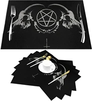 gothic occult satan penta symbol skull placemats set of 4 for dining table plastic wipeable place mats