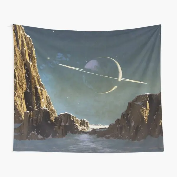 

Saturn From Titan Tapestry Bedspread Home Wall Towel Mat Blanket Living Yoga Room Hanging Bedroom Printed Colored Art Beautiful