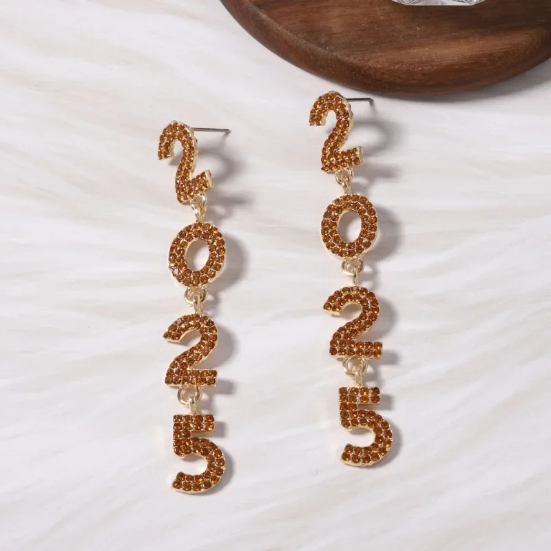 2025 цифровой сплав циркон камень длинные серьги с кисточками модные элегантные