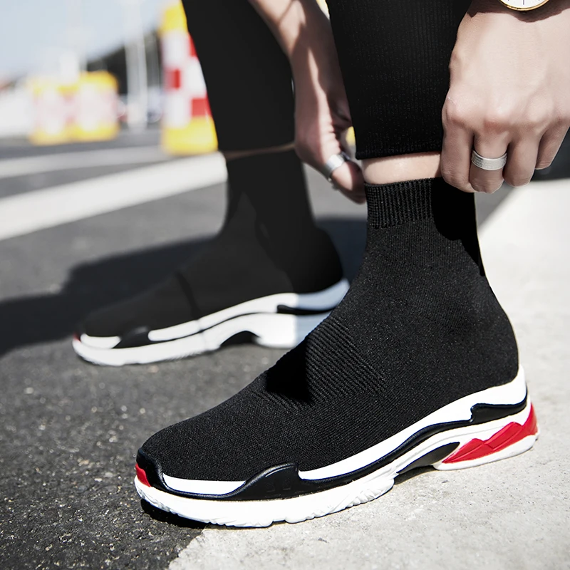 

35~45 Mens Women High Top Fashion Girls Ankle Mesh Sneakers Summer Designer Luxury Boots Male Sock Casual Shoes For Men Footwear