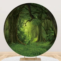 laeacco spring green forest circle photo backdrop jungle rainforest natural scenery kid birthday portrait photography background
