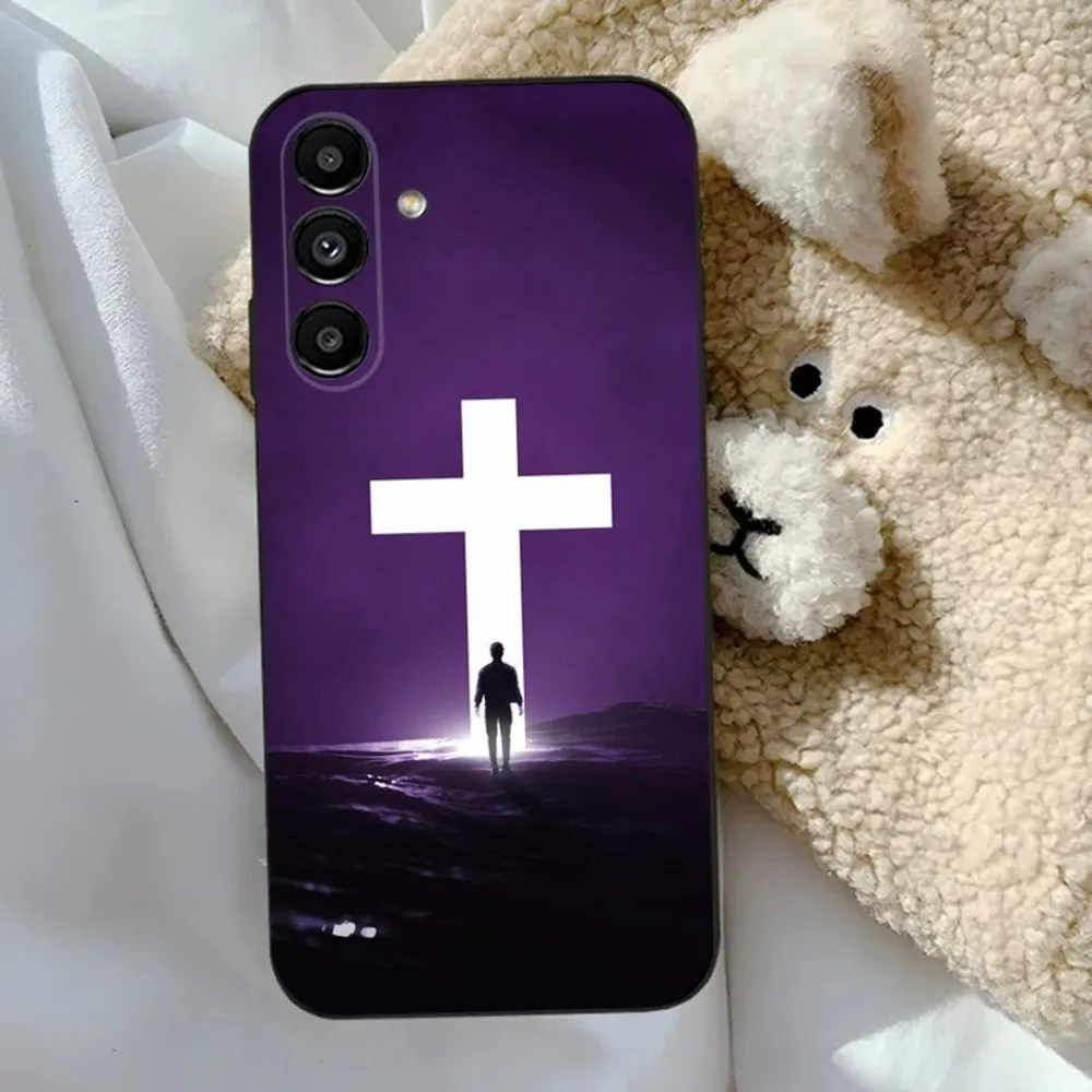 Чехол для телефона с дизайном Christian Cross Samsung S24 23 22 30 21 10 9 Ultra Plus Lite FE 5G черный мягкий