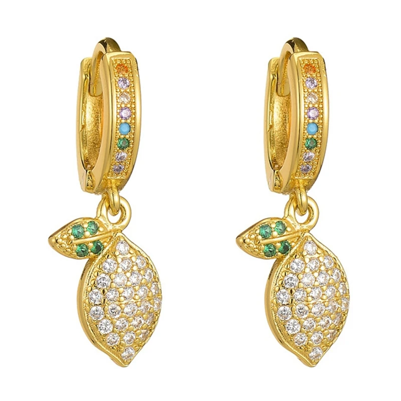 

12 Styles Fruit / Star / Cross Charming Gold Color Hoop Earrings For Women Banquet Party Jewelry Wedding Earrings