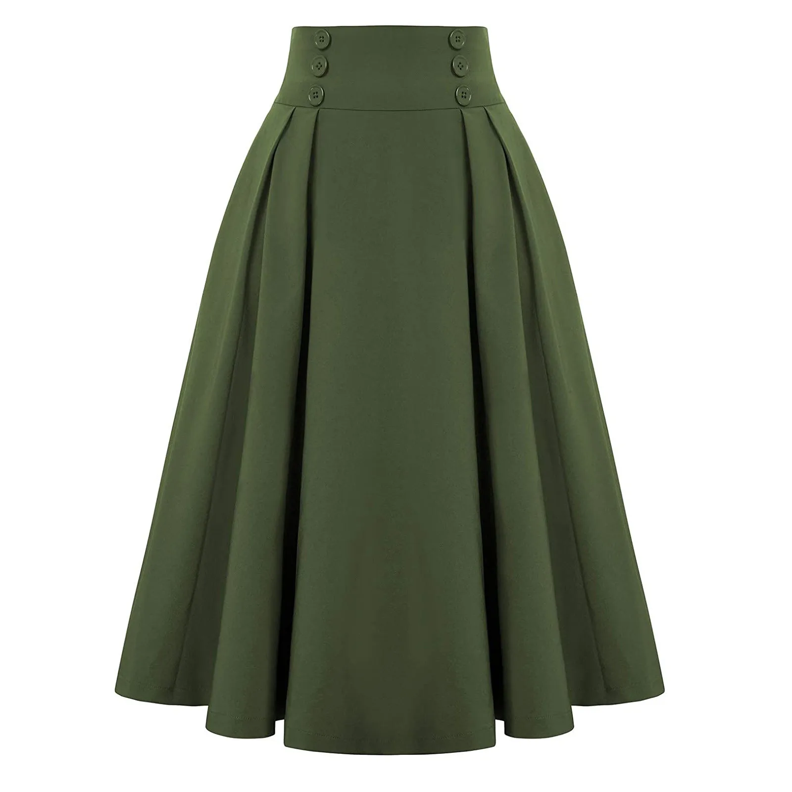

With Pockets High Fashion Vintage Casual Skirt Pleated Skirt Waist Women Skirt