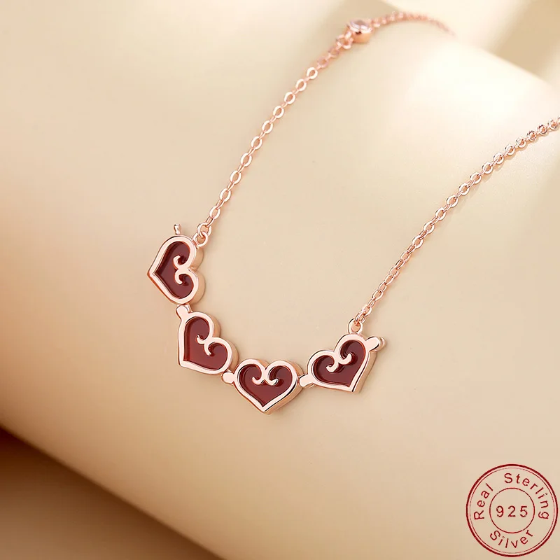 

Женское колье из серебра 925 пробы с четырьмя листьями клевера и коробкой