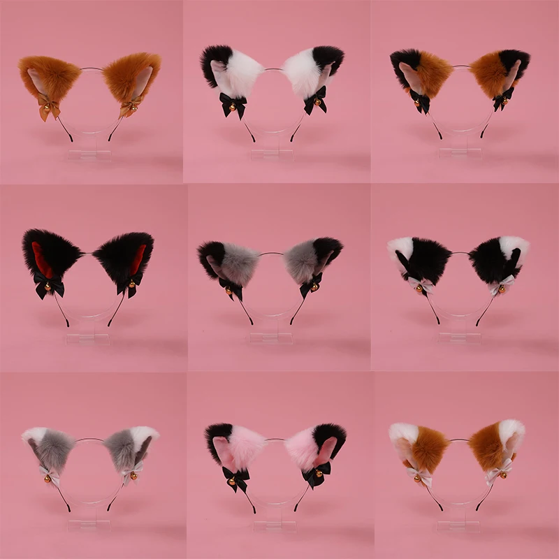 

Повязка на голову с мультяшными кошачьими лисьими ушками, повязка на голову с колокольчиком и бантом, головные уборы, аксессуары для волос н...