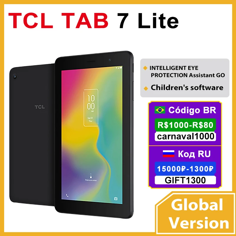 

Планшет глобальная версия TCL TAB 7 Lite, 7 дюймов, 32 ГБ, для детей, на базе Android 10, для офиса, учебы, детского программного обеспечения Google Assistant, TCL