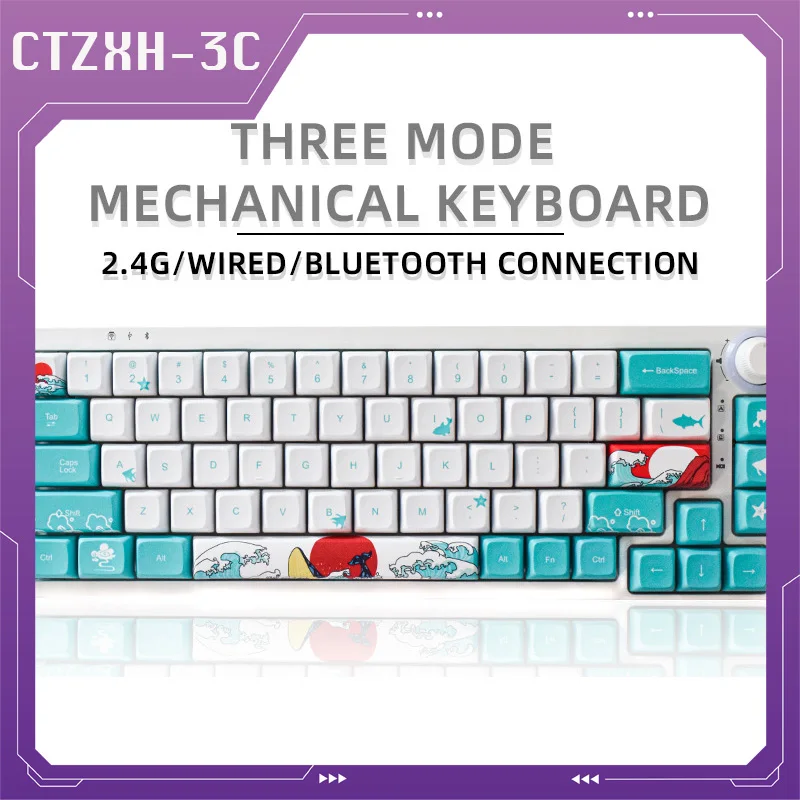 Проводная Беспроводная механическая клавиатура 2 4g с Bluetooth 68 клавиш Rgb Настройка