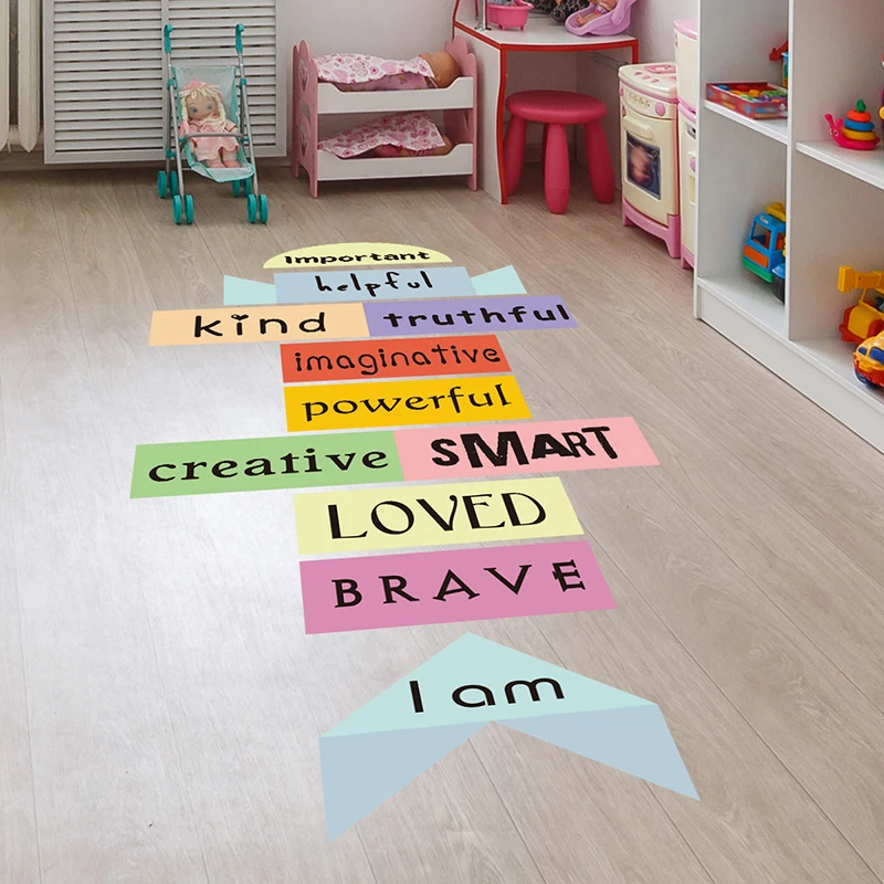 

Childhood Game Hopscotch Floor Sticker Kids Baby Room Nursery Parent-Child Non-Slip Wear-Resistant Frosted Surface Wall Stickers