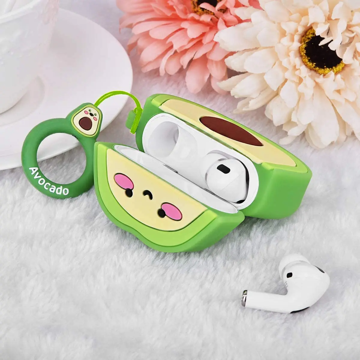 

Compatible Airpods Pro Cute Cartoon for Girls Boys Fashion Soft Silicone Character Protective Skin Carrying Case (Avocado)