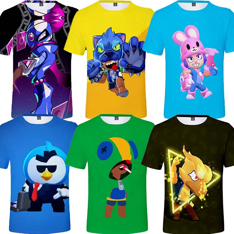 

Child T Shirts SUV Mr.P Poco and Star, Shoot Game 3D T-shirt Babys Clothing Cute Crow Kids Crow Tops Boys Girls