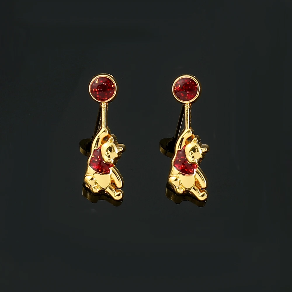 

Disney Womens Gold Plated Earrings Edward Pooh Bear Drop Earrings for Women Christmas Gift Jewelry