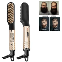 men beard hair styler curling hair straighteners brush iron electric comb straightener fast heating curler hair caring tools
