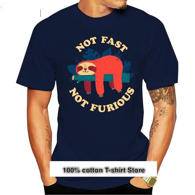 

Camiseta divertida de manga corta para adultos y niños, ropa de perezoso, no rápido, no furioso, de algodón, estilo redondo