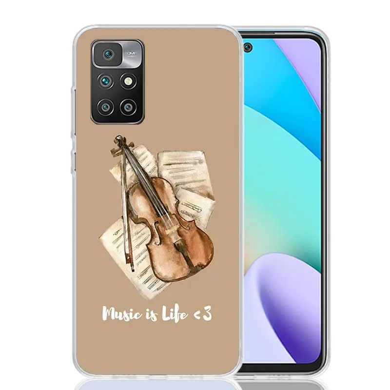 Чехол для телефона с музыкальной скрипкой Xiaomi Redmi 12 12C 10 10C 9 9C 9A 9T 8A 8 7A 7 6A 6 Pro K70 K60 K40