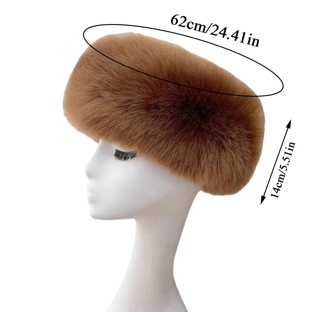 Толстая теплая меховая повязка для волос женщин пушистая искусственная русская