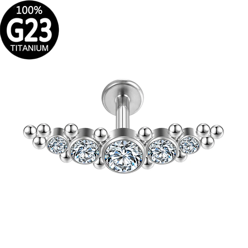 

Lip Stud G23 Titanium Piercing Sexy Zircon Cartilage Unisex Tragus Industrial Piercing Body Jewelry Women Accesories Wholesale