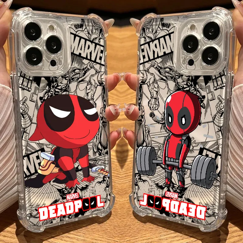 Фото Противоударный прозрачный чехол Marvel Deadpool Funny для iPhone 17, 16, 15, 14, 13, 12, 11 Pro Max, 16e, 17e, Air, 13, 15 Plus, XS, XR, X, 8 №1