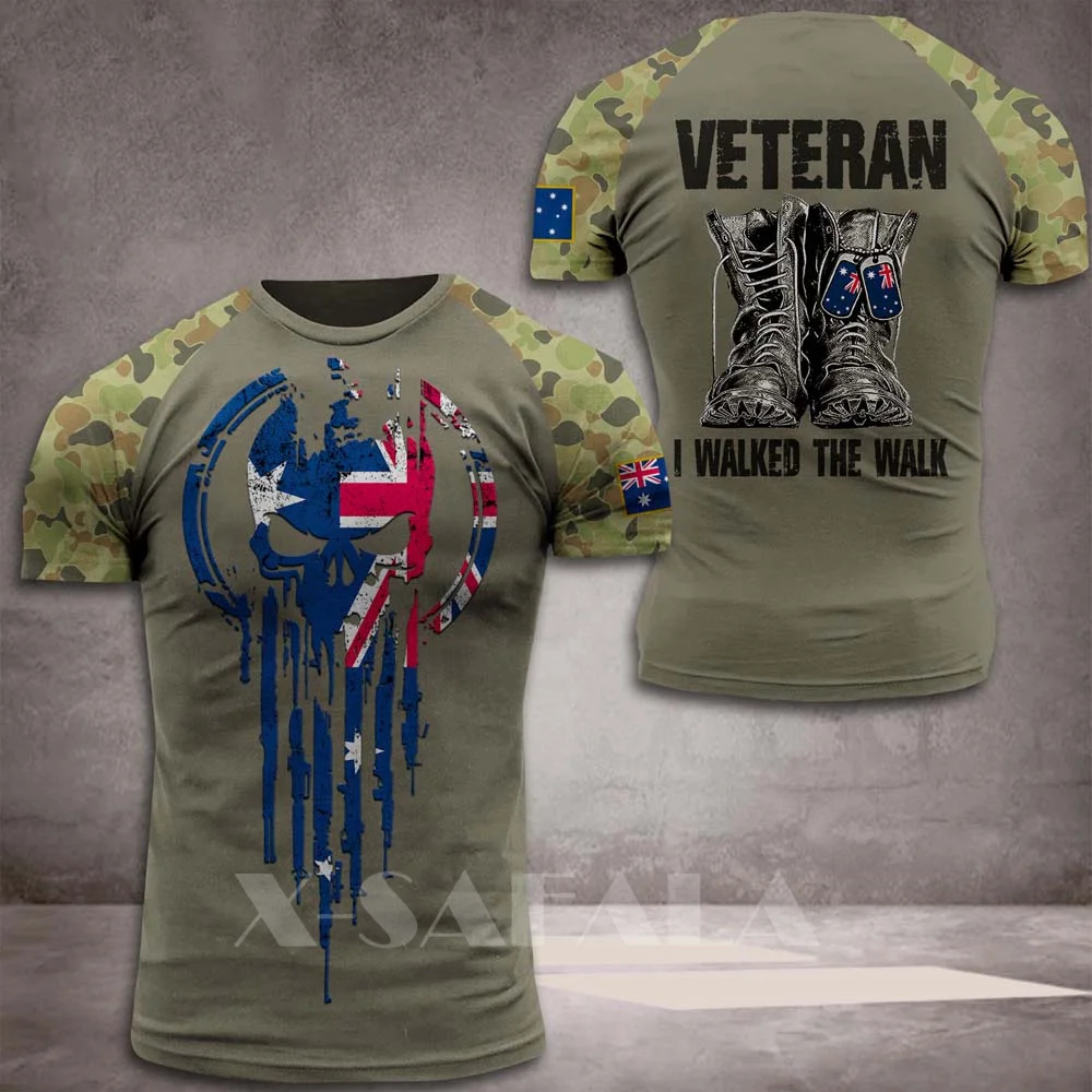 

AUSTRALIA-ARMY-CAMO-VETERAN Solidier 3D Printed High Quality Milk Fiber T-shirt Summer Round Neck Men Female Casual Top-2