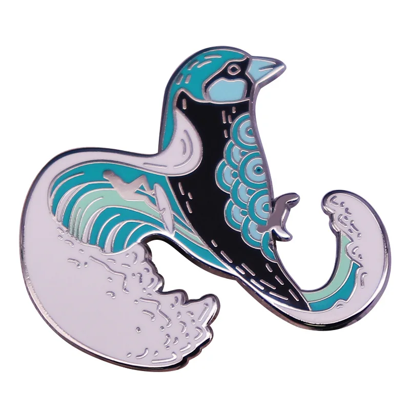 

The Great Wave Weaves Sea Swallow Enamel Brooch Pin Jacket Lapel Metal Pins Brooches Badges Exquisite Jewelry Accessories
