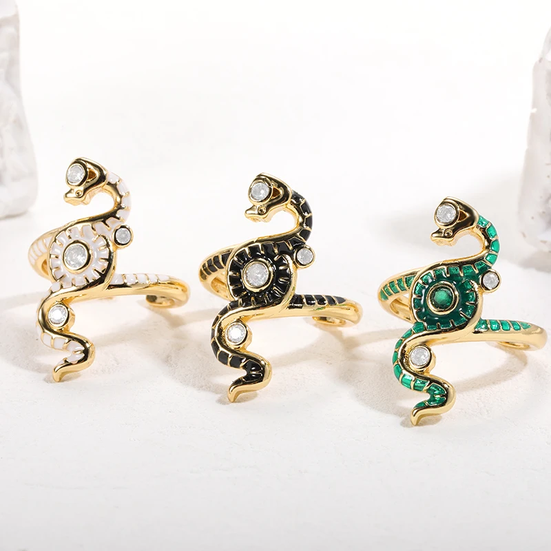 

Snake Seahorse Ring Multicolor Drop Oil Eye Circlet Tulip Zircon Finger Ring For Woman Fashion Glamour Jewelry Girl Gift