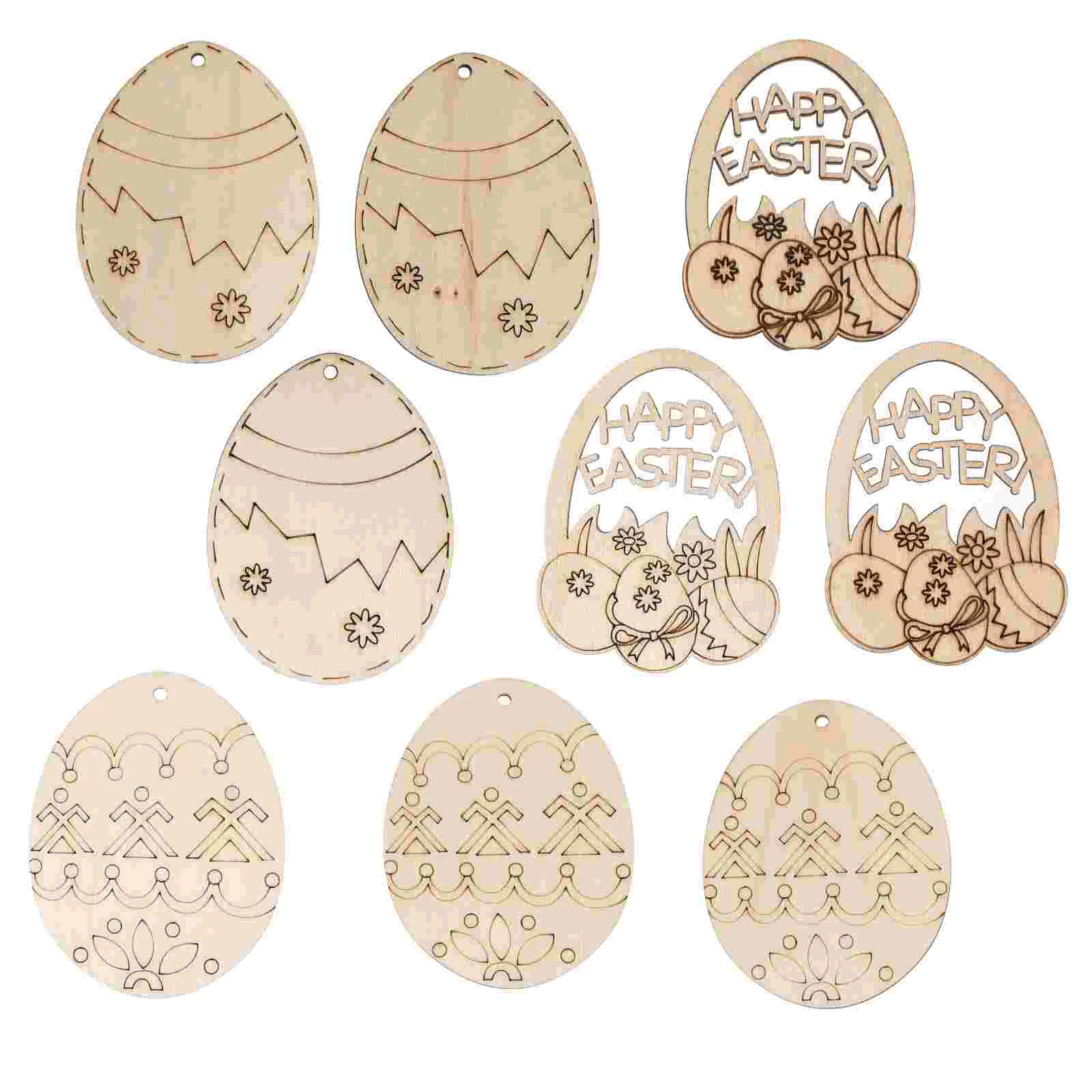 

30pcs Eggs Wood Slices Wooden Ornaments for Springtime Craft ( Mixed Style )