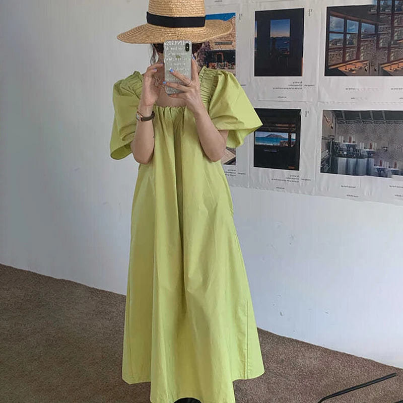 Модное платье для беременных свободное летнее с квадратным вырезом ретро