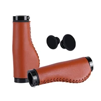 1 pair bicycle handlebar pu leather steering wheel bicycle lock on vintage alloy grip for household and tourist bicycle