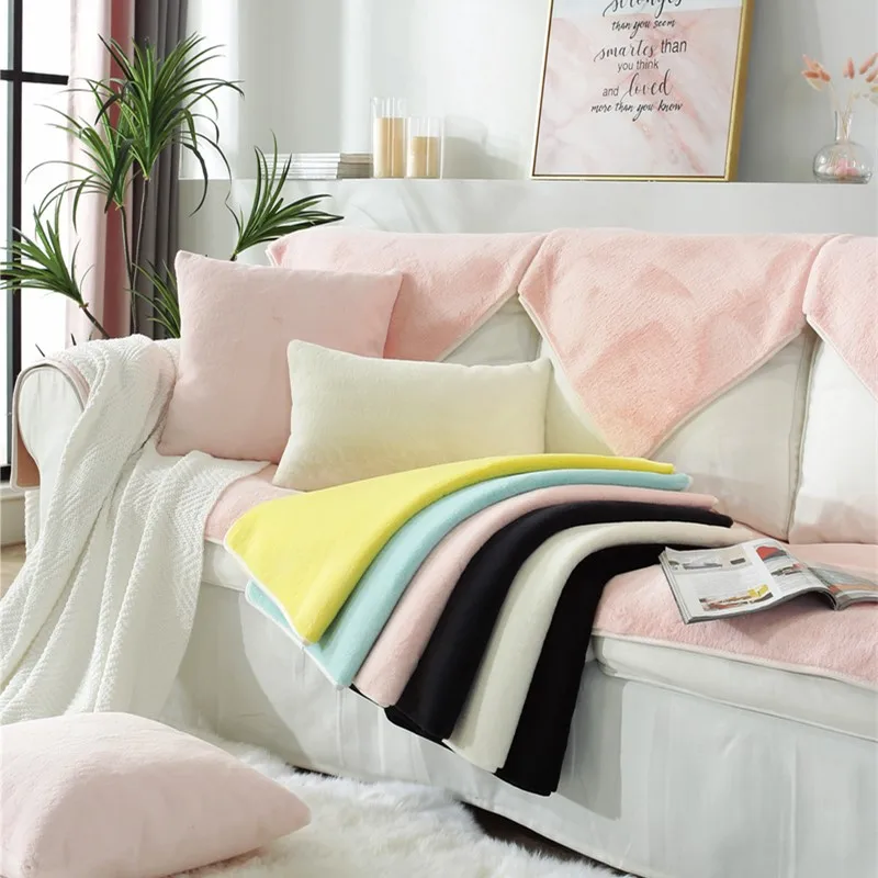 

Промоакция, новый зимний плюшевый кролик, однотонная диванная подушка, подушка, толстый теплый нескользящий чехол для мытья дивана