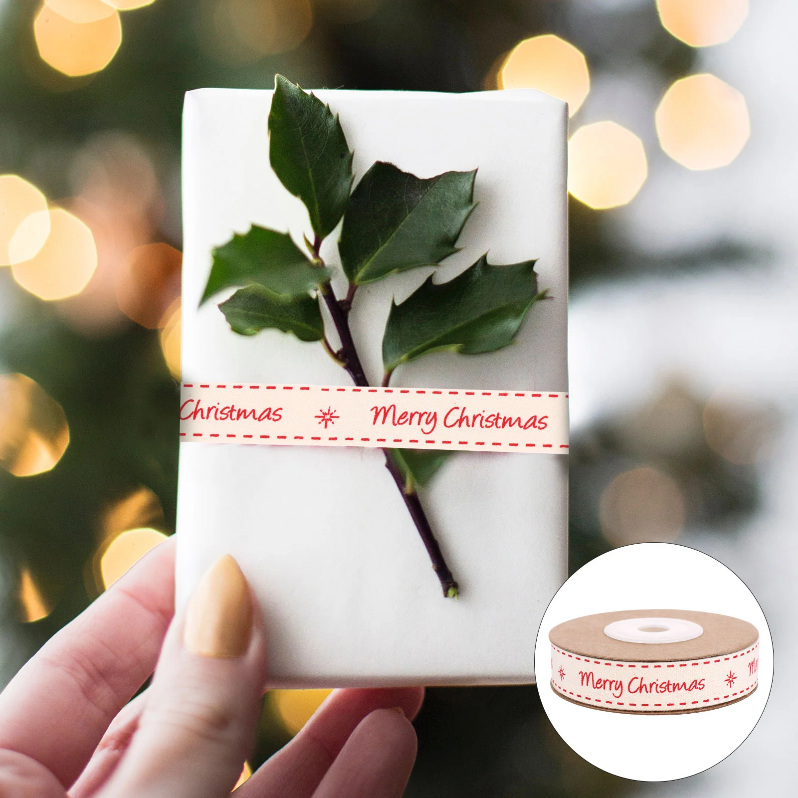 

Ribbon Christmas Gift Decor Tree Wrappingbows Wired Cotton Decorative Clip Belt Bow Hair Packing Artcraft Roll Lace Party Making