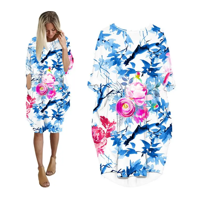 

dresses women plants floral print plus size long sleeve fashion woman clothes streetwear christmas ladies clothing female dress