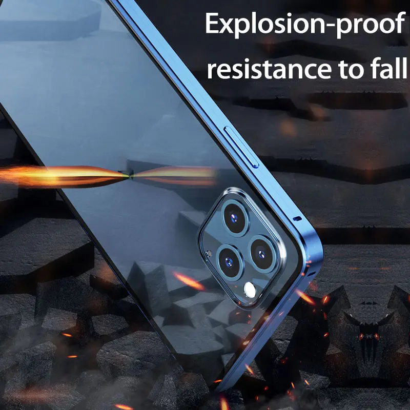 Kup Dla IPhone 13 Pro MAX Case. Nowy 360 ° Pełna Ochrona Magnetyczna Adsorpcja Metalowa Szklana Obudowa Telefonu. IPhone 11 12Mini Futerał Na Telefon