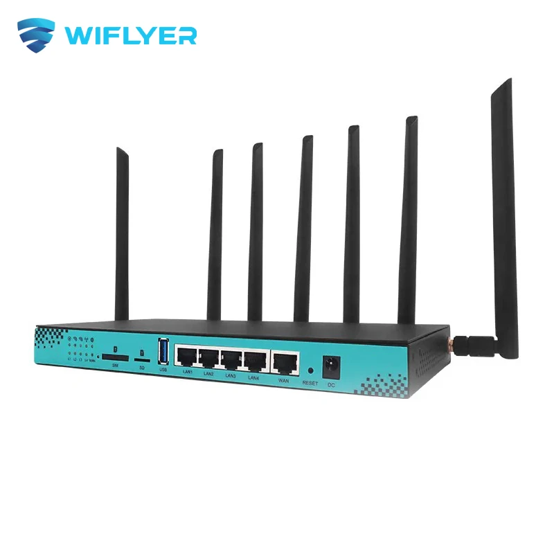 Wiflyer 5G Router 4G 1200Mbps SIM Card M.2 PCIE Slot LTE Modem 2.4G 5.8GHz Wireless WiFi 4*LAN GPS Openwrt 256MB 16MB Flash