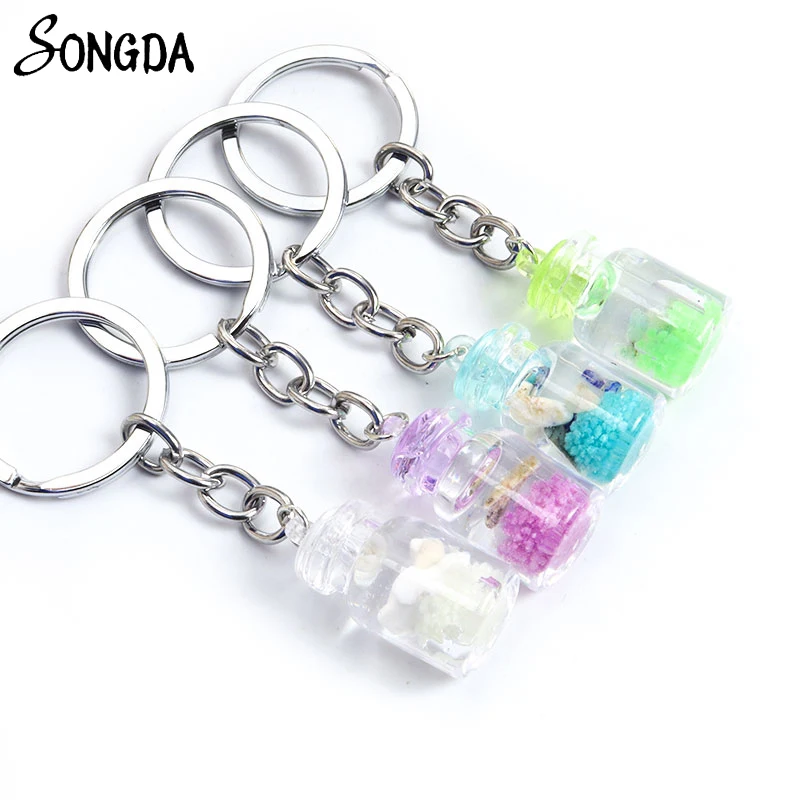 

Handmade Luminous Glass Bottles Key Chains Holder Colorful Pendant Keychains Keyring for Bags Key Creative Jewelry Souvenir Gift