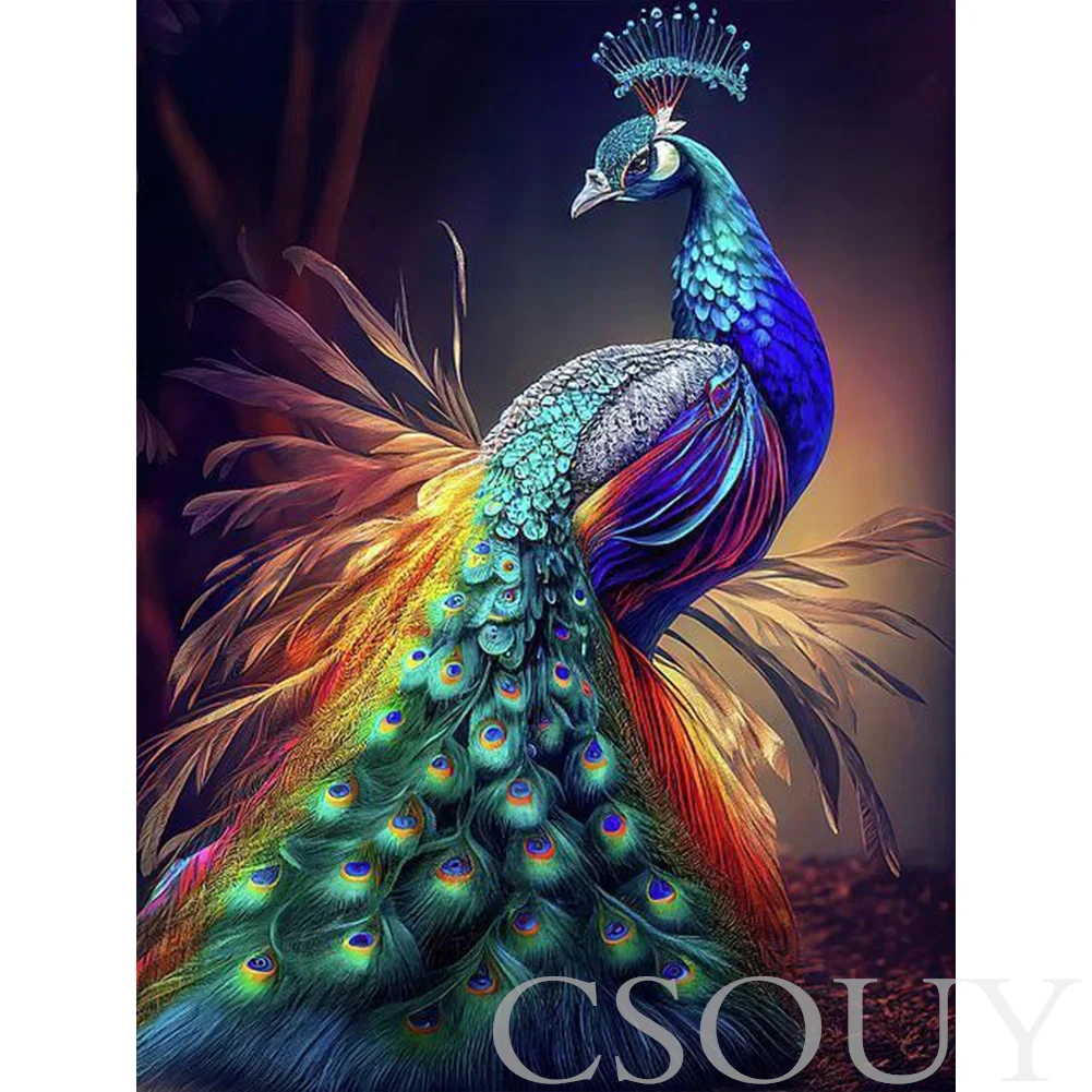 

Crystal Full Square AB Diy Diamond Painting Cross Stitch Peacock AB Diamond Embroidery Mosaic Needlwork Rhinestones Home Decor