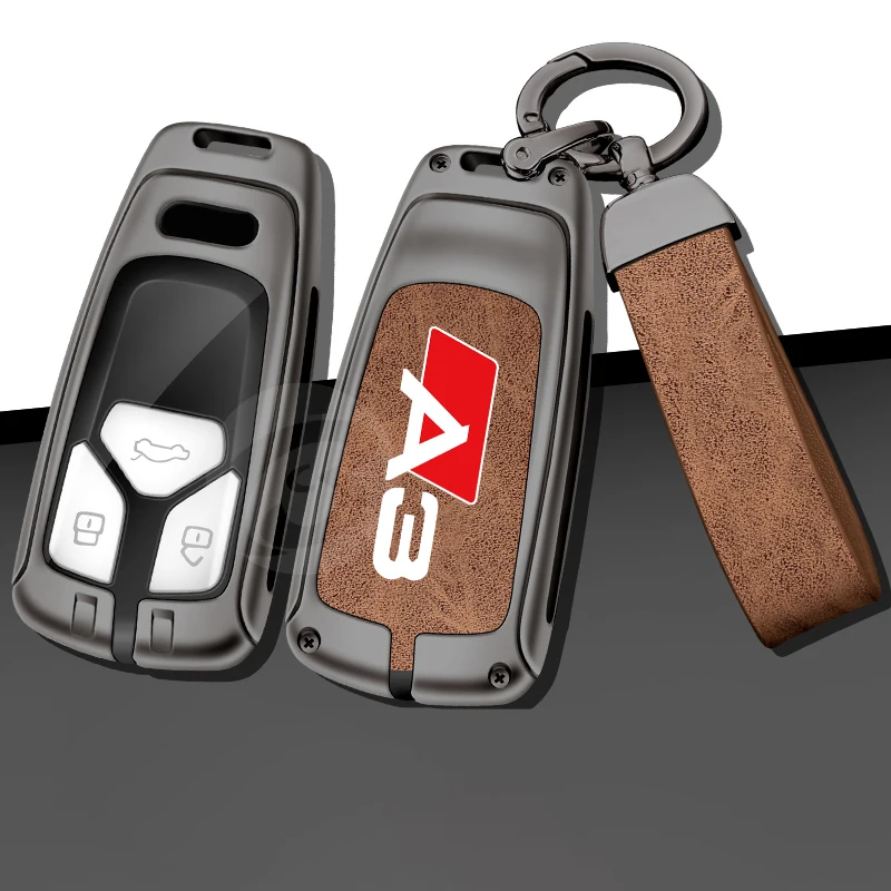 

Zinc Alloy Leather Car Key Case Cover Shell For Audi A3 For 8P 8V Holder Keyless Protector Keyring Auto Keychain Accessories