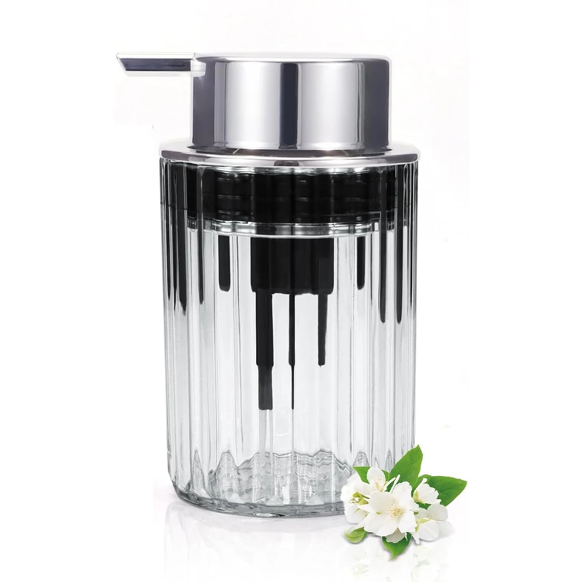 

Прозрачный серебряный дозатор пенного мыла