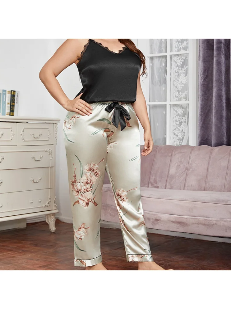 Plus size Pajamas women's fashion suspender pants loose and comfortable pajama set two piece sets womens outifits